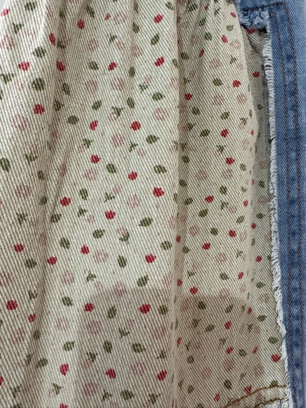 NWT POL LARGE Patchwork Wide-Leg Women’s Jeans in Light Blue Floral & Plaid - Picture 2 of 6